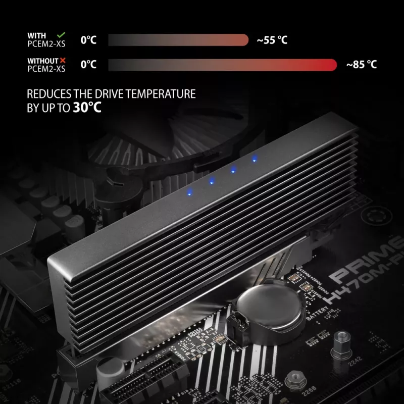 Axagon PCEM2-XS PCIe x16 - M.2 NVMe M-key pesa adapter, passiivse alumiiniumradiaatoriga