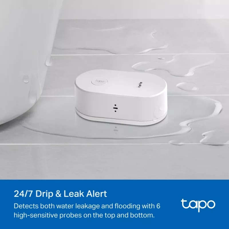 Veekahjuandur TP-Link Tapo T300 Wi‑Fi, reguleeritav alarm 90 dB, IP67, aku (2×AAA), vajab jaoturit