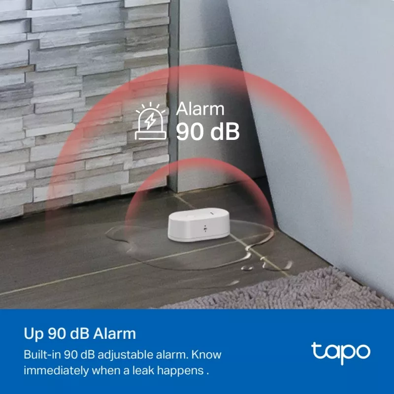 Veekahjuandur TP-Link Tapo T300 Wi‑Fi, reguleeritav alarm 90 dB, IP67, aku (2×AAA), vajab jaoturit