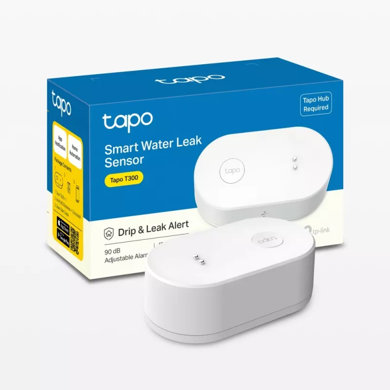 Veekahjuandur TP-Link Tapo T300 Wi‑Fi, reguleeritav alarm 90 dB, IP67, aku (2×AAA), vajab jaoturit