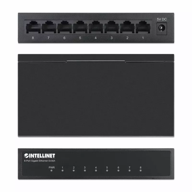 Intellinet 8-pordiline gigabitine Etherneti kommutaator, lauaformaadis, metallkorpus, IEEE 802.3az (energiasäästlik Ethernet)