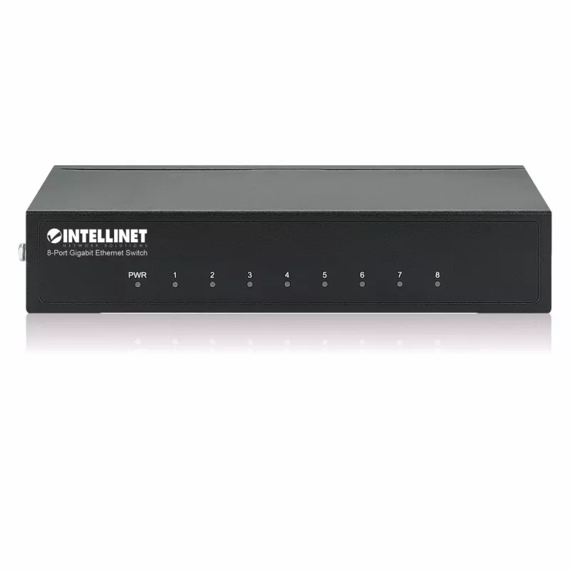 Intellinet 8-pordiline gigabitine Etherneti kommutaator, lauaformaadis, metallkorpus, IEEE 802.3az (energiasäästlik Ethernet)