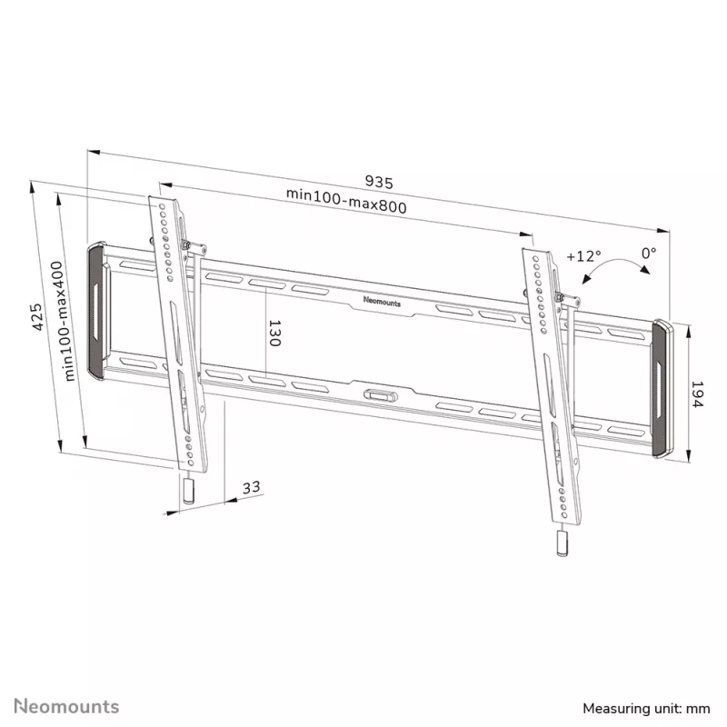 Neomounts WL35-550BL18 TV-kinnitus seinale 43-86 tolli - kallutatav - lihtne paigaldus