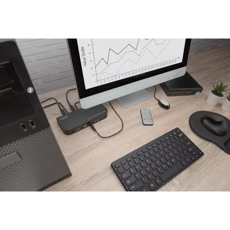 DIGITUS KVM-lüliti - 2x1 HDMI, HDMI Out, USB, 4Kx2K@60Hz