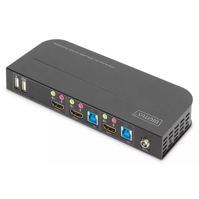 DIGITUS KVM-lüliti - 2x1 HDMI, HDMI Out, USB, 4Kx2K@60Hz