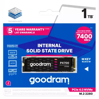 Goodram PX700 SSD SSDPR-PX700-01T-80 sisemine pooljuhtketas 1 TB M.2 PCI Express 4.0 NVMe 3D NAND