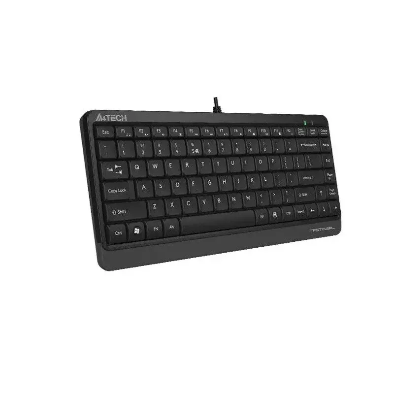 Juhtmega USB-klaviatuur A4Tech FStyler FK11 — kompaktne standardpaigutus, inglise keel, 12 kiirklahvi, randmetugi, 1,5 m kaabel