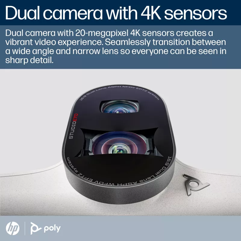 Smart Camera POLY Studio E70 20 MP 4K Ultra HD valge