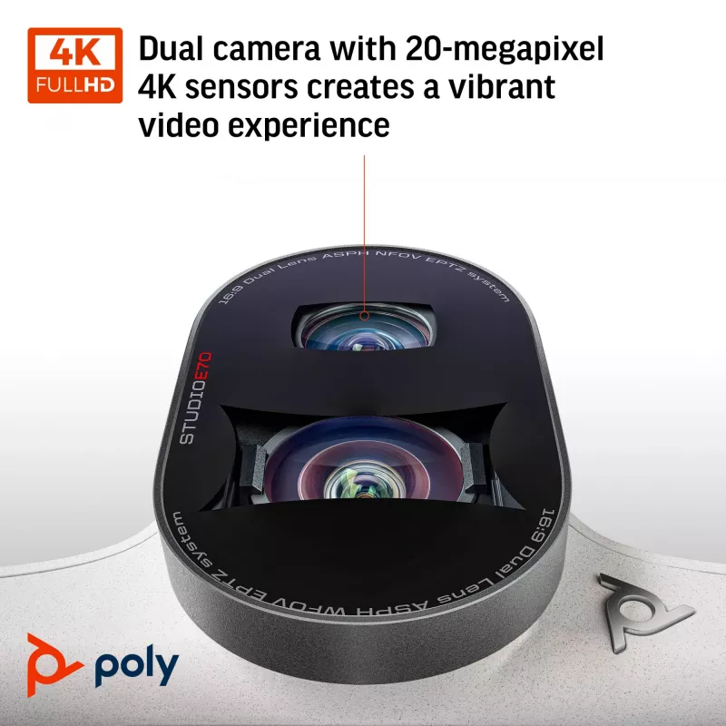 Smart Camera POLY Studio E70 20 MP 4K Ultra HD valge