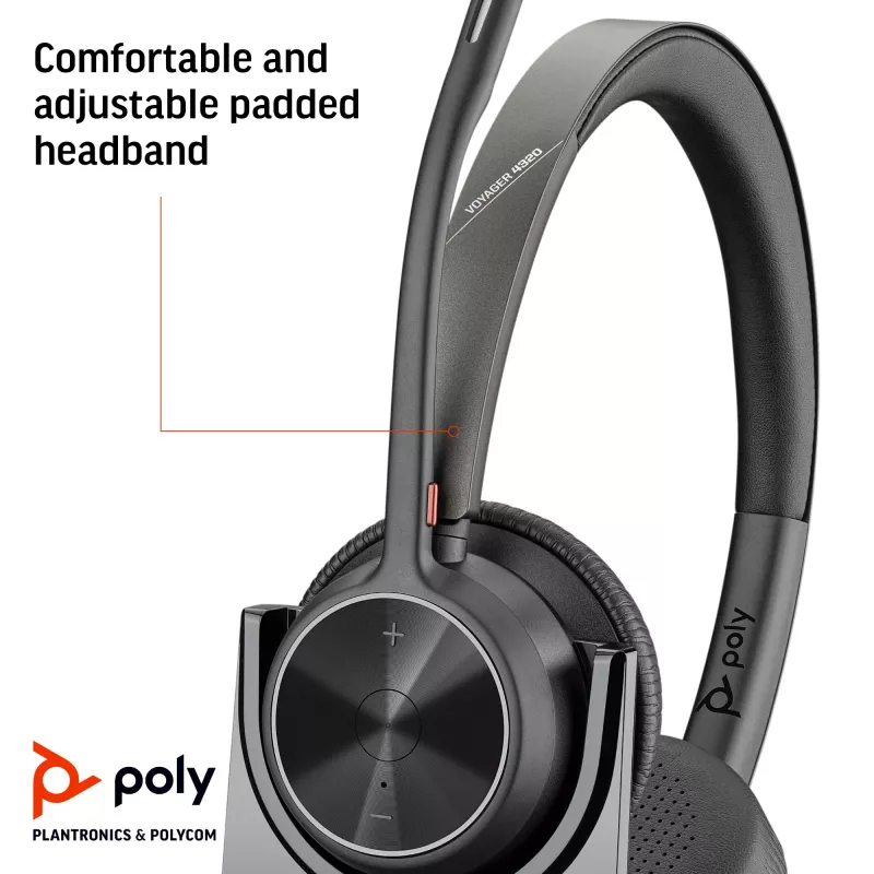 HP Poly Voyager 4320 UC Stereo USB-A Peakomplekt +BT700 USB-A Adapter +Laadimisalus
