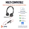 HP Poly Mustwire 3325 Stereo Microsoft Teams Certified USB-C Headset +3.5mm Plug +USB-C/A Adapter