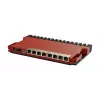 Juhtmega ruuter MikroTik L009UiGS-RM — 8x RJ-45, 2.5 Gigabit Ethernet, 1x SFP, 1x USB, 800 MHz CPU, 512 MB RAM, punane