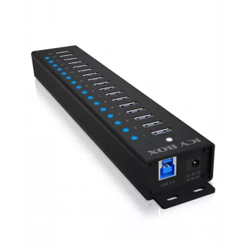 ICY BOX 17-Port Hub with USB 3.2 Gen 1 Type-A interface, USB 3.2 Gen 1 (3.1 Gen 1) Type-A, USB 3.2 Gen 1 (3.1 Gen 1) Type-A, USB Type-B, 5000 Mbit/s, Must, China, DC