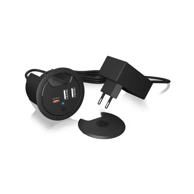ICY BOX Lauasisene USB-laadija, Power Delivery ja Quick Charge'iga