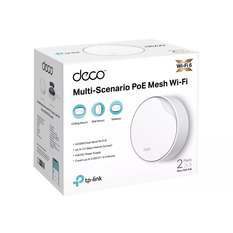 TP-Link AX3000 kogu kodu võrksilma Wi-Fi 6 süsteem PoE-ga, valge, sisemine, võrksüsteem, 420 m², kahesagedusriba (2,4 GHz / 5 GHz), Wi-Fi 6 (802.11ax)