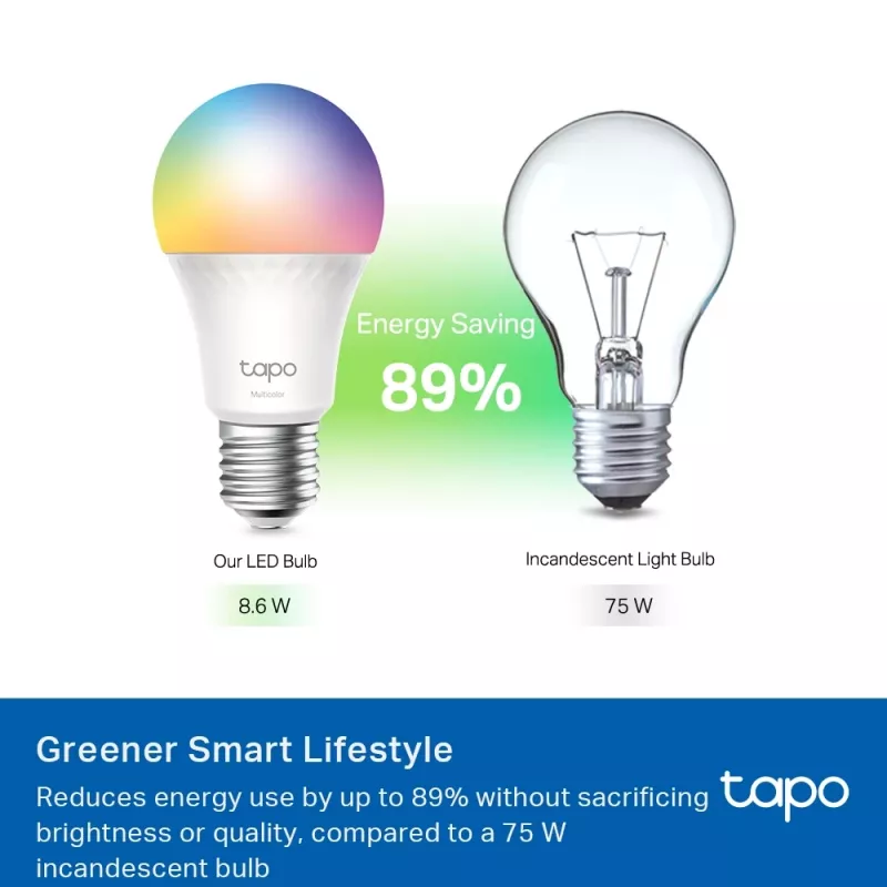 TP-Link Tapo nutipirn, mitmevärviline, Matter, nutipirn, Wi-Fi/Bluetooth, valge, 802.11b, 802.11g, Wi-Fi 4 (802.11n), WPA-PSK, WPA2-PSK, WPA3-SAE, LED