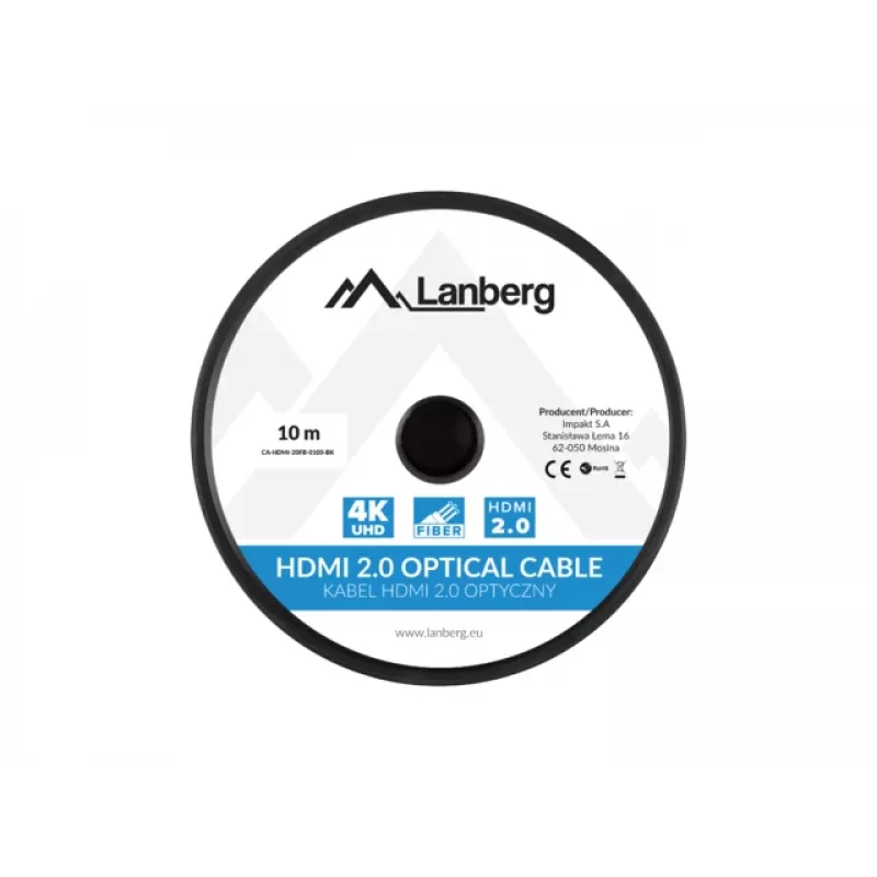 LANBERG HDMI-kaabel M/m V2.0 Optiline Aoc - 10m Must