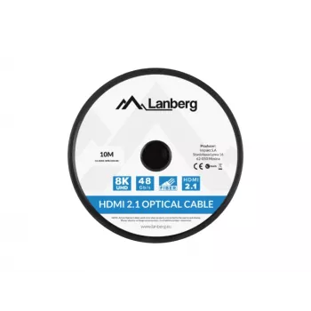 HDMI kaabel LANBERG CA-HDMI-30FB-0100-BK 10 m, HDMI Type A 2.1, 48 Gbit/s, 144 Hz, HDR, ARC, Ethernet