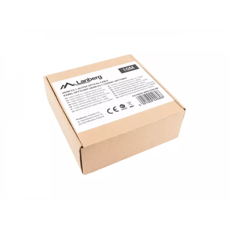 HDMI kaabel LANBERG CA-HDMI-30FB-0100-BK 10 m, HDMI Type A 2.1, 48 Gbit/s, 144 Hz, HDR, ARC, Ethernet