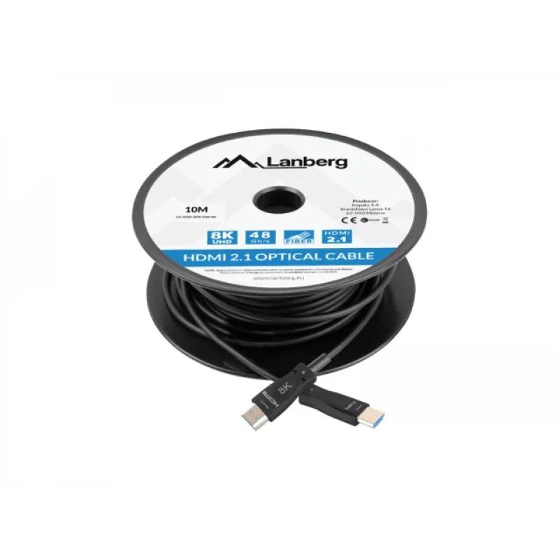HDMI kaabel LANBERG CA-HDMI-30FB-0100-BK 10 m, HDMI Type A 2.1, 48 Gbit/s, 144 Hz, HDR, ARC, Ethernet