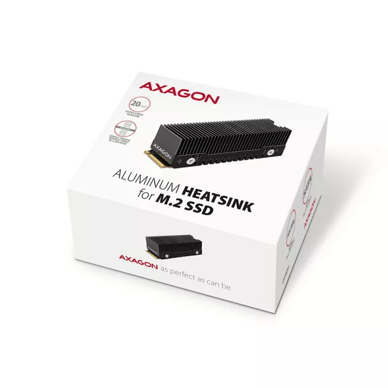 Axagon CLR-M2XT alumiiniumist passiivjahutus ühe- ja kahepoolsetele M.2 SSD-dele suurus 2280, kõrgus 24 mm