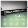 Axagon HMC-10HLS, USB 5Gbps jaotur, 4x USB-A, HDMI 4k/60Hz, RJ-45, SD/microSD, PD 100W