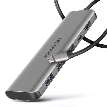 Axagon HMC-5H USB 5 Gbps jaotur, 3x USB-A, HDMI 4k/30Hz, PD 100W, 100 cm USB-C kaabel