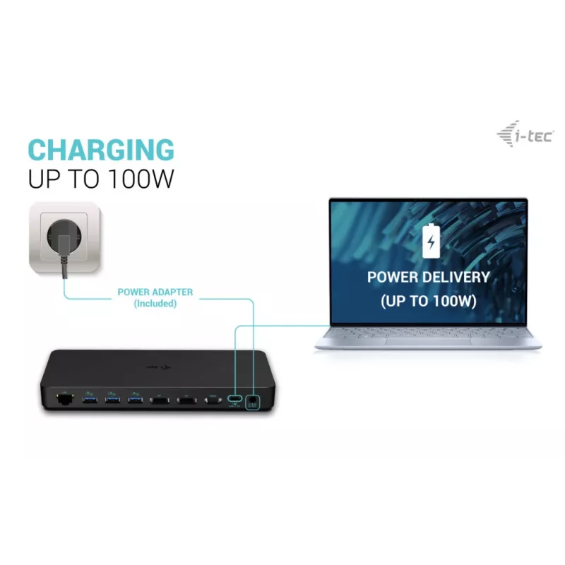 i-tec USB-C kolmekuvariline dokkimisjaam Gen 2 Pro + toiteedastus 100 W