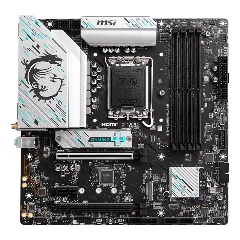 Emaplaat MSI B760M GAMING PLUS WIFI – Intel B760, LGA 1700, micro ATX, DDR5, 4 DIMM, Wi‑Fi 6E, 2,5 Gb LAN