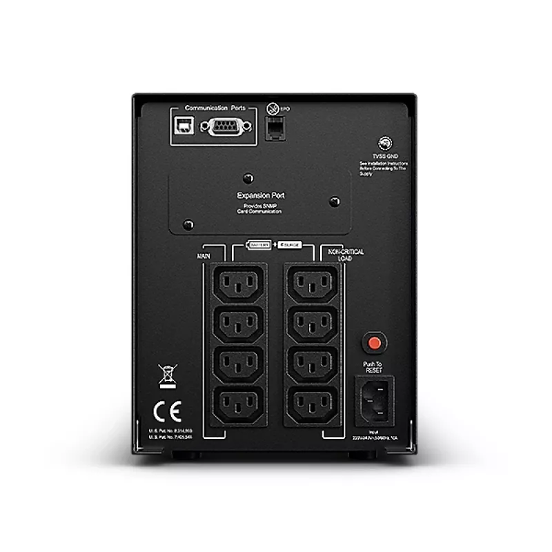 Katkematu toiteallikas CYBERPOWER PR1000ELCD — 1 kVA (900 W), liin-interaktiivne, puhas siinus, 8× C13 pistikupesa, LCD, vahetatav aku