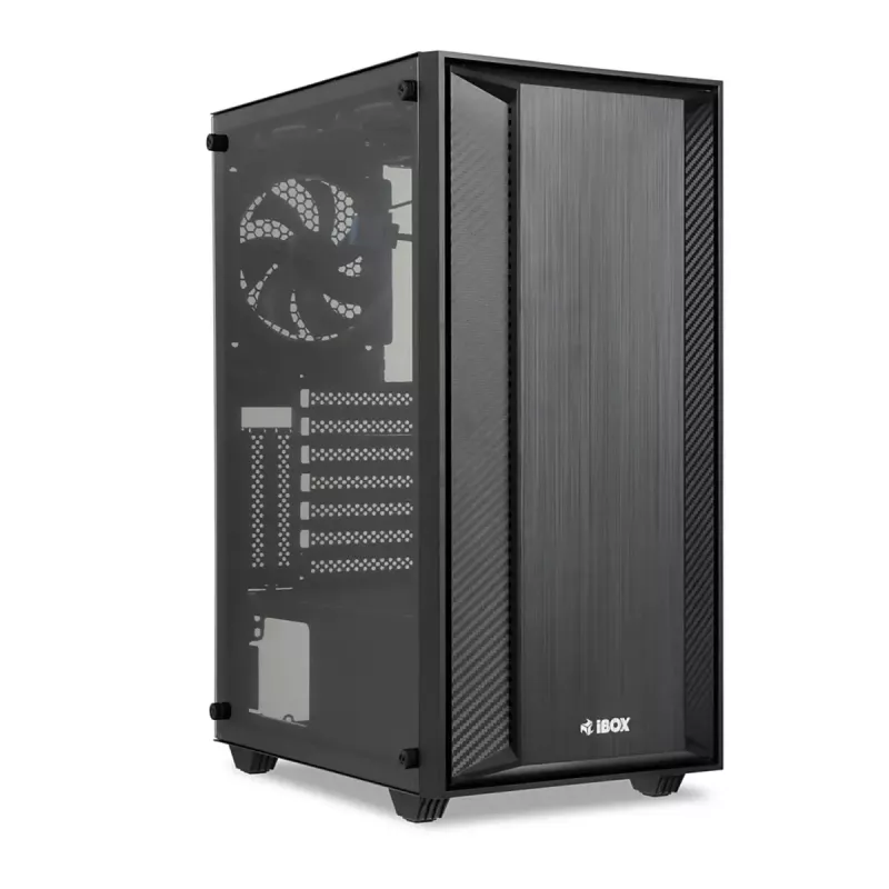 PC korpus IBOX CETUS 906 Midi Tower Must — ATX/mATX, 460×210×350 mm, 29 cm GPU, 7 draivi, RGB ventilaatorid