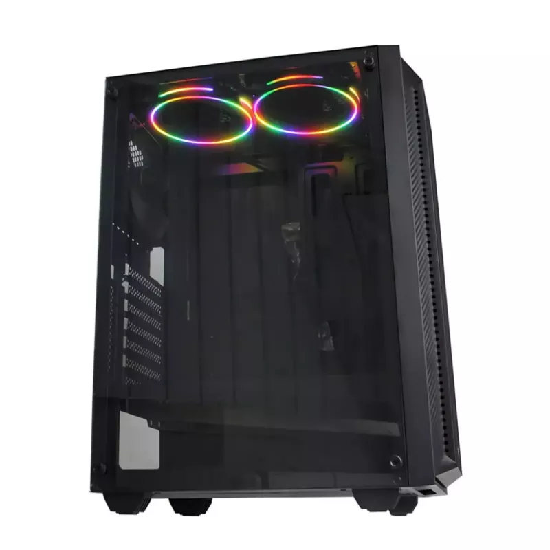 PC korpus IBOX CETUS 906 Midi Tower Must — ATX/mATX, 460×210×350 mm, 29 cm GPU, 7 draivi, RGB ventilaatorid