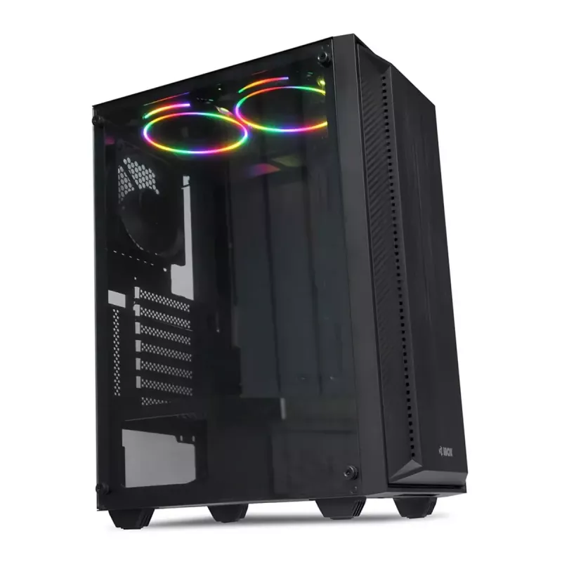 PC korpus IBOX CETUS 906 Midi Tower Must — ATX/mATX, 460×210×350 mm, 29 cm GPU, 7 draivi, RGB ventilaatorid