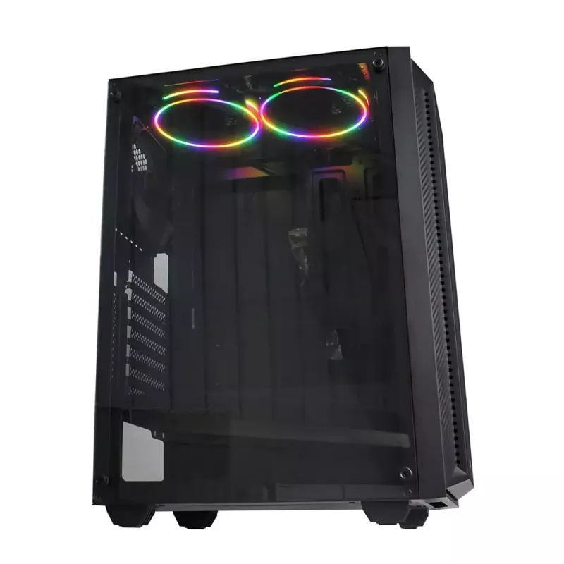 PC korpus IBOX CETUS 906 Midi Tower Must — ATX/mATX, 460×210×350 mm, 29 cm GPU, 7 draivi, RGB ventilaatorid