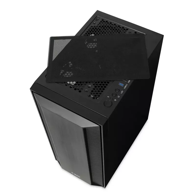 PC korpus IBOX CETUS 906 Midi Tower Must — ATX/mATX, 460×210×350 mm, 29 cm GPU, 7 draivi, RGB ventilaatorid
