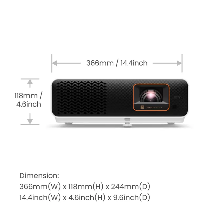 BenQ X500i lühiviskeprojektor 2200 ANSI luumenit DLP UHD 4K (3840x2160) Must, Valge