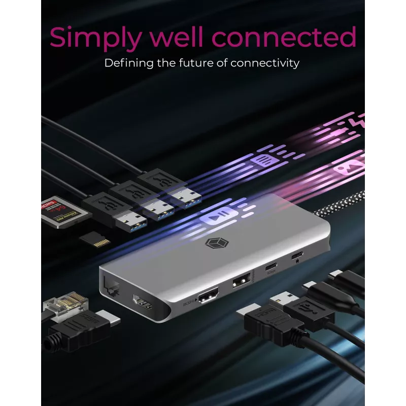 ICY BOX IB-DK4061-CPD Juhtmega USB 3.2 Gen 1 (3.1 Gen 1) USB-C Hall