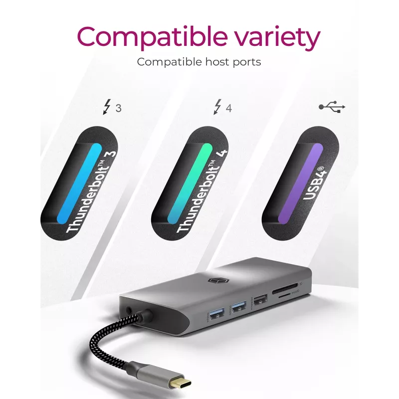 ICY BOX IB-DK4061-CPD Juhtmega USB 3.2 Gen 1 (3.1 Gen 1) USB-C Hall