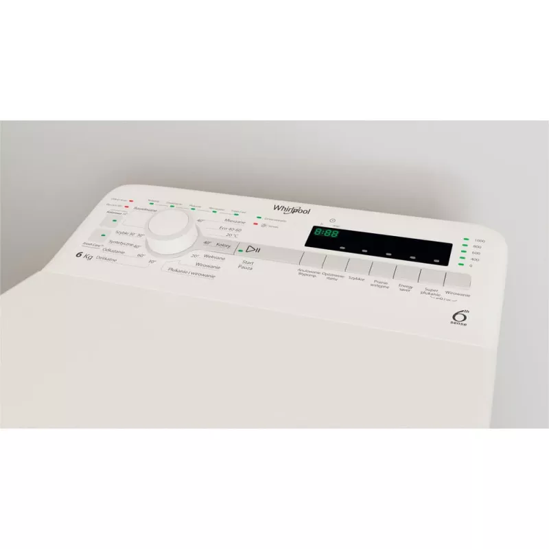 Whirlpool NTDLR 6040S PL/N pesumasin, pealtlaetav, 6 kg, 951 p/min, valge