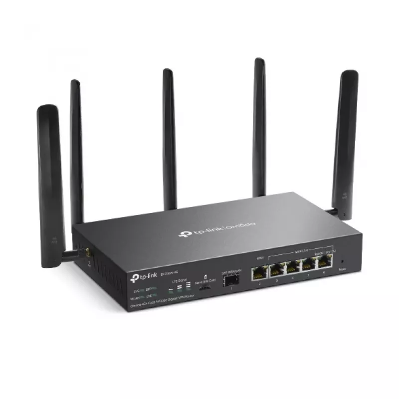 TP-Link Omada 4G+ Cat6 AX3000 Gigabit VPN ruuter, Wi-Fi 6 (802.11ax), kahesageduslik (2,4 GHz / 5 GHz), Ethernet LAN, 4G, must, laua-/postiruuter