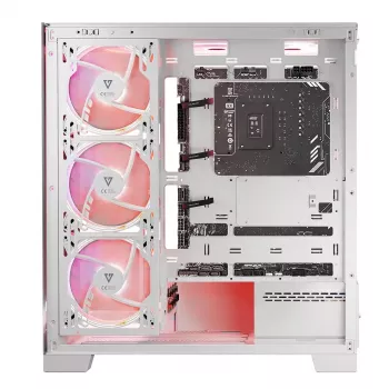 PC-korpus MODECOM Volcano SPACE APEX ARGB MIDI Tower Valge — teras, külgaken, ARGB ventilaatorid, USB-C