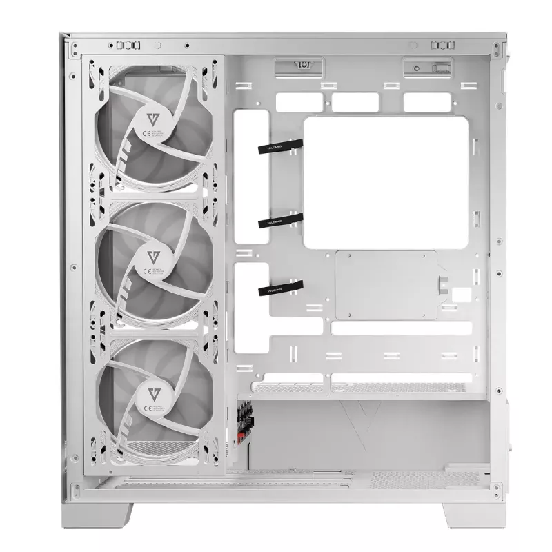 PC-korpus MODECOM Volcano SPACE APEX ARGB MIDI Tower Valge — teras, külgaken, ARGB ventilaatorid, USB-C