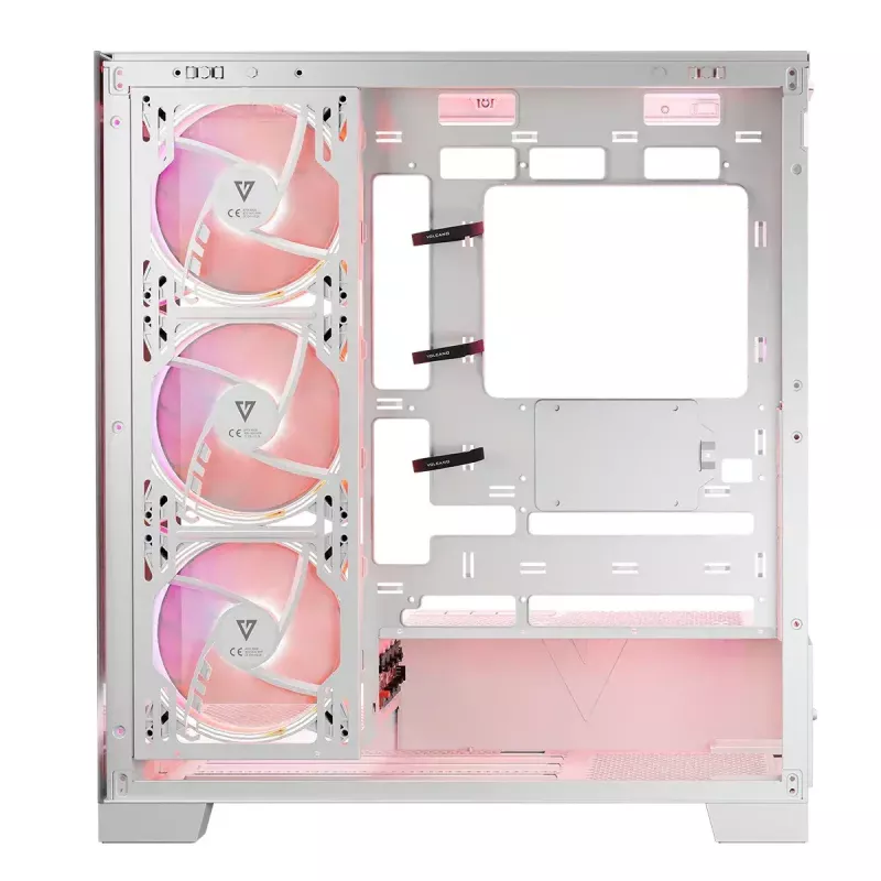 PC-korpus MODECOM Volcano SPACE APEX ARGB MIDI Tower Valge — teras, külgaken, ARGB ventilaatorid, USB-C