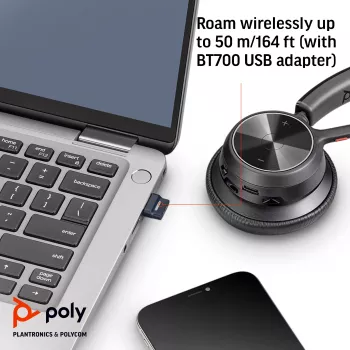 HP Poly Voyager 4320 USB-C peakomplekt +BT700 dongel, juhtmevaba, kontor/kõnekeskus, peakomplekt, must