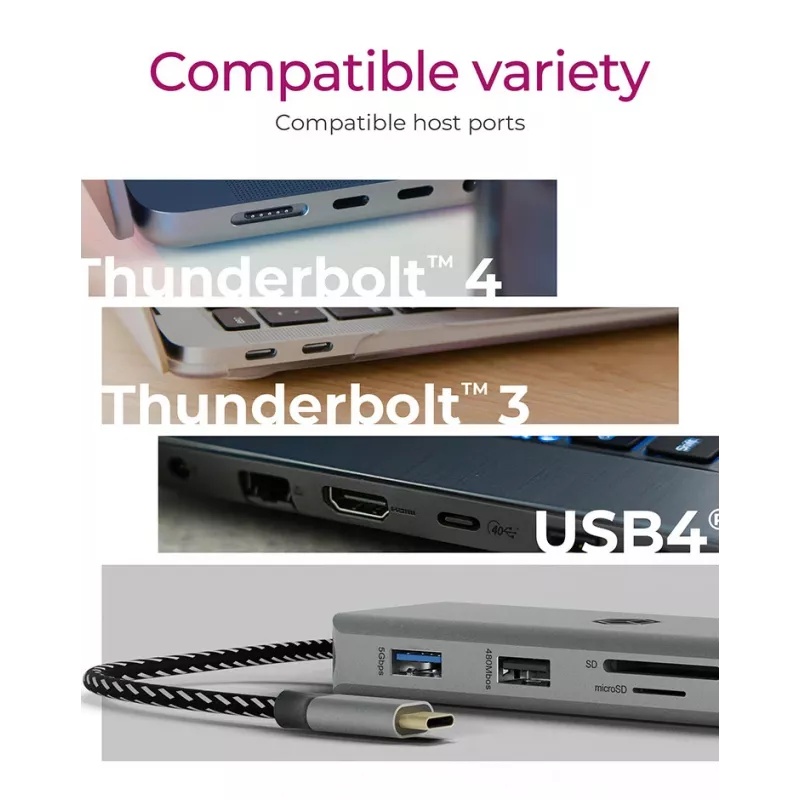 ICY BOX IB-DK4012-CPD juhtmega USB 3.2 Gen 1 (3.1 Gen 1) USB-C antratsiit, must
