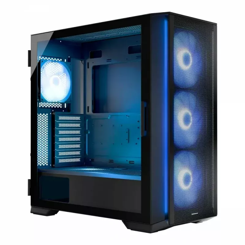 PC korpus MODECOM Horizon ARGB FLOW MIDI Must — E-ATX tugi, karastatud klaas, ARGB, USB-C, max GPU 400 mm