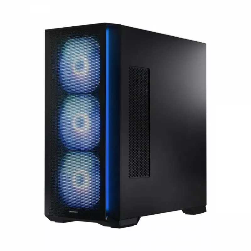 PC korpus MODECOM Horizon ARGB FLOW MIDI Must — E-ATX tugi, karastatud klaas, ARGB, USB-C, max GPU 400 mm