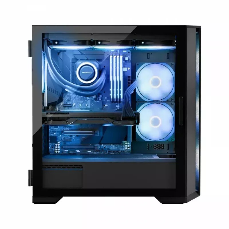 PC korpus MODECOM Horizon ARGB FLOW MIDI Must — E-ATX tugi, karastatud klaas, ARGB, USB-C, max GPU 400 mm