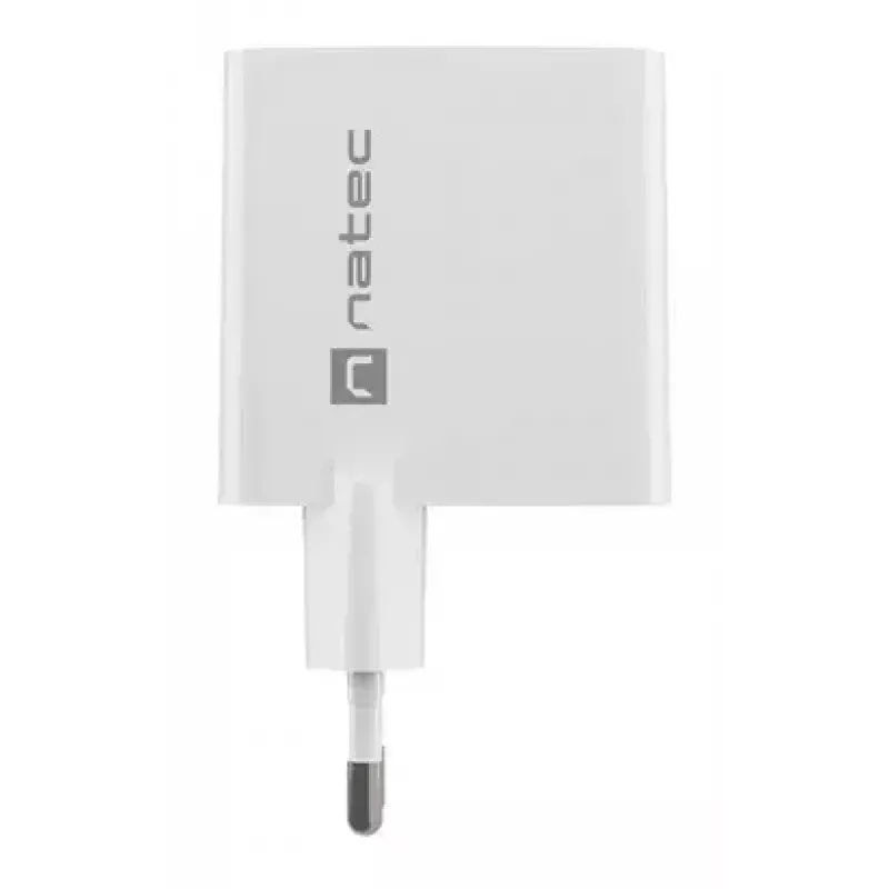 NATEC vahelduvvoolu juhtmega mobiilseadme laadija NUC-2142, USB-C PD 3.0 + USB-A, 5–20 V kuni 3 A, 45 W, valge