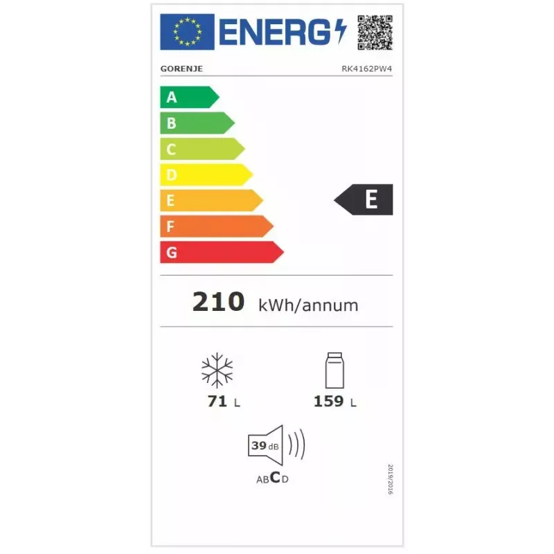 Eraldiseisev külmik-sügavkülmik Gorenje RK4162PW4 — 230 L kogumaht (külmik 159 L, sügavkülmik 71 L), valge, inverter, alumine sügavkülmik